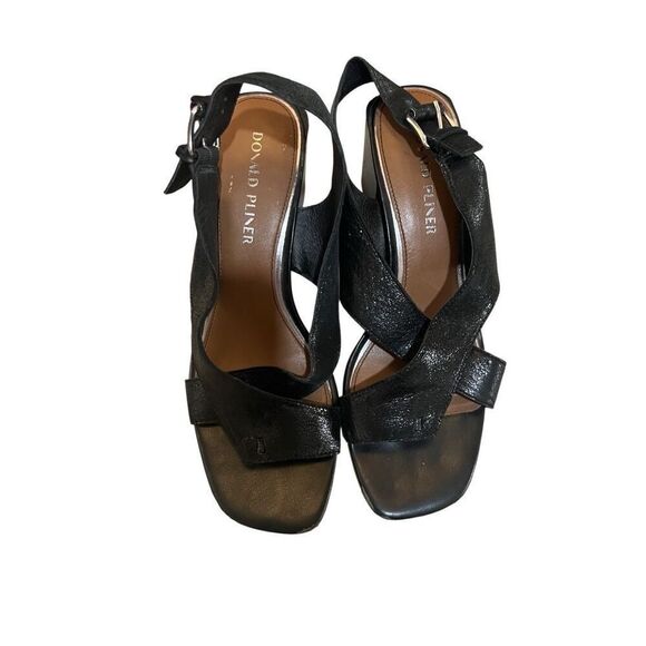 Donald Pliner Women's Pasha Vintage Metallic Leather Block Heeled, Comfortable S - Picture 2 of 10